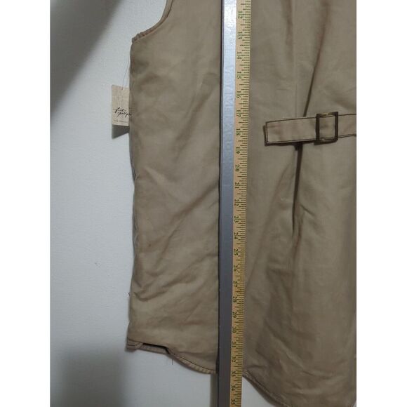 We The Free Womens Insulated Waxed Cotton Vest Beige Cord Trim Button Sz Medium - Picture 5 of 10